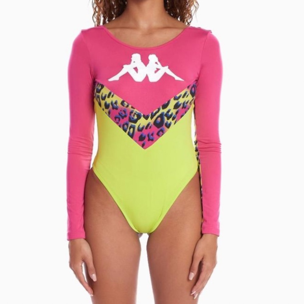 Kappa Daiana Cheetah Long Sleeve Bodysuit Size XS